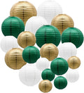 ADLKGG Green Gold Paper Lanterns Party Decorations, Round Hanging Lantern by ADLKGG