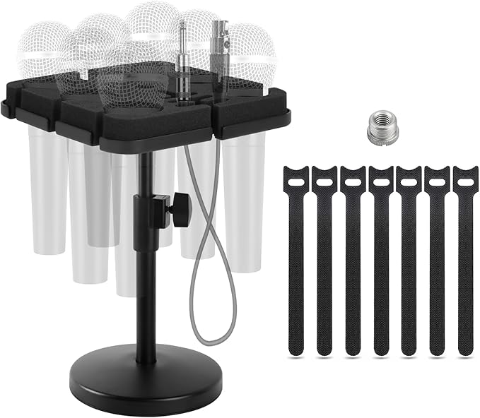 Multi Microphone Holder, Wired and Wireless Mic Holder by micfuns