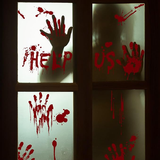 Halloween Window-Clings-Decorations Bloody-Handprint-Footprint Stickers - Image 4