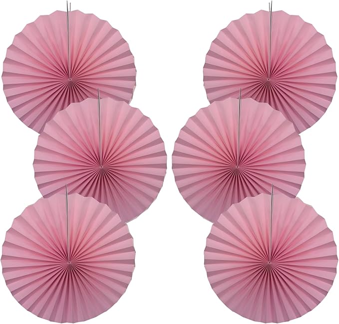 Pink Party Decorations, Baby Shower Decorations Party Paper Fans Bulk 16in by BARTHEW