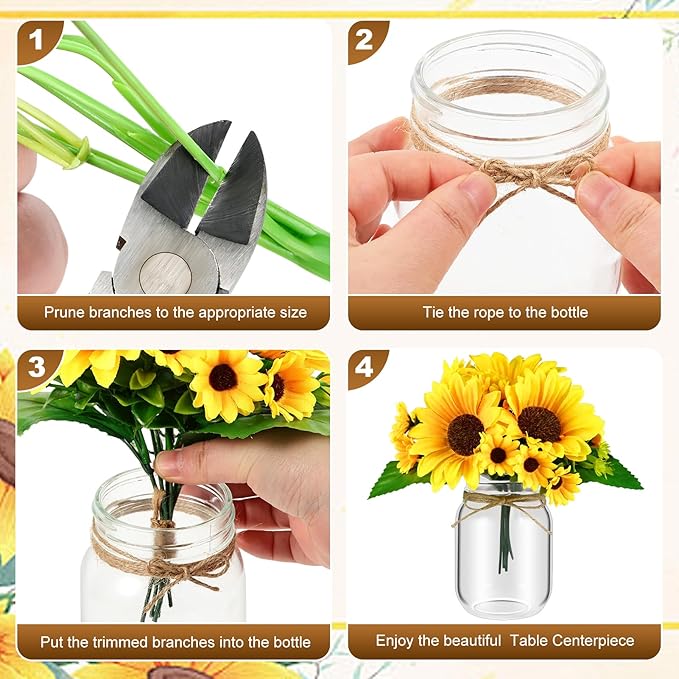 6 Set Centerpiece Table Decorations Mason Jar Table Centerpiece - Image 8