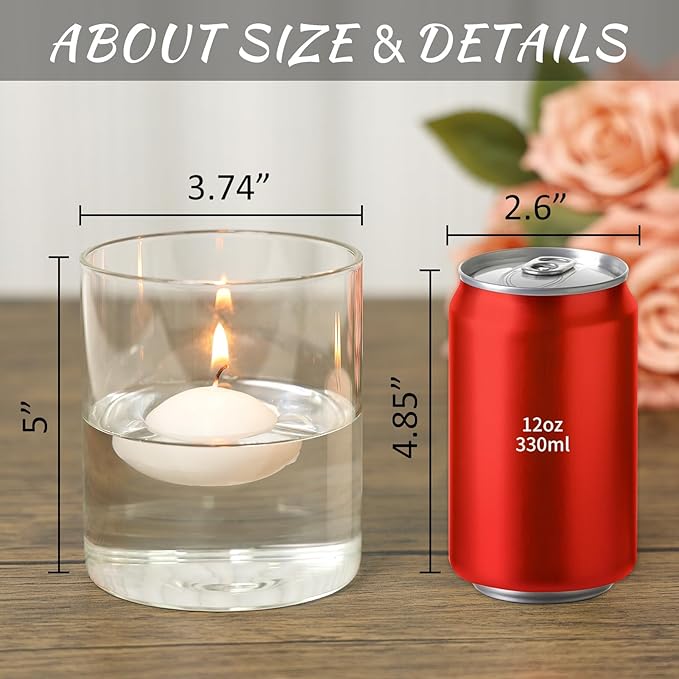 Glass Cylinder Vase Set of 6 for Centerpieces, 5 Inch Short Clear Flower Vases - Image 2