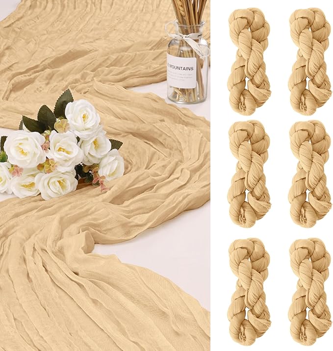 6 Pack Cheesecloth Table Runner 10Ft Christmas Gauze Boho Table Runners by HOME