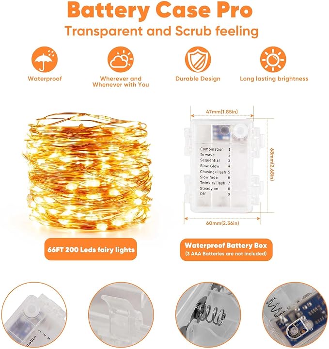 4 Pack 65.6 Ft. Battery Operated Outdoor String Lights - Image 5