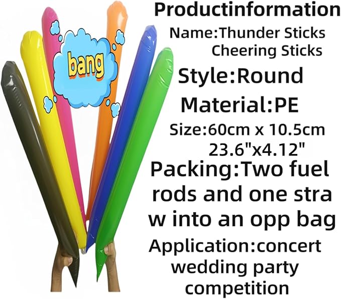 48pcs Round Head Boom Sticks Thunder Sticks Cheering Sticks Team Spirit Plastic - Image 5