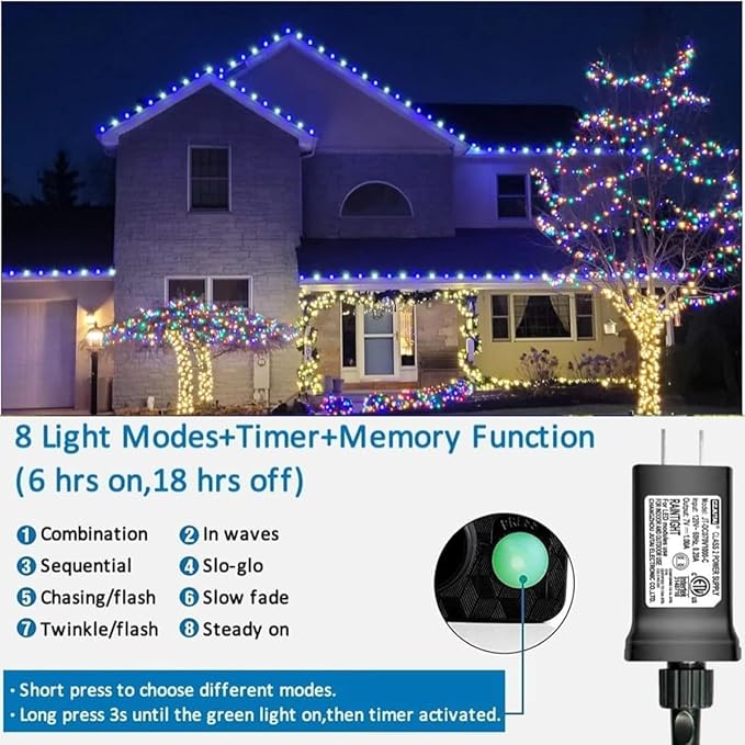 YEGUO 66ft 200 LED Christmas Lights Outdoor Waterproof - Image 3