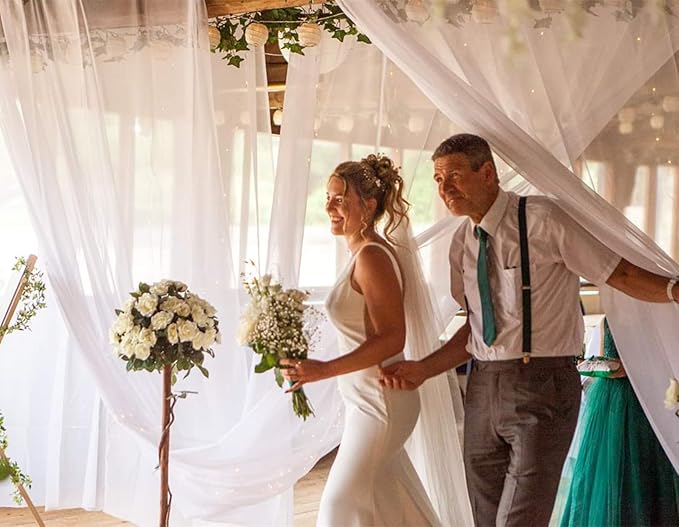 DUOBAO White Wedding Chiffon Ceiling 5x20FT Long Sheer Draping Fabric - Image 3