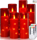 Red Flameless Candles with Remote and String Light, 2.2"x 5" by Yeelida