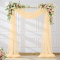 Wedding Arch Draping Fabric Backdrop 2 Panel 30" x 19Ft Champagne Drapes by Suppromo