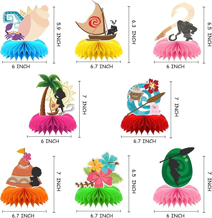 8Pcs Tropical Hawaiian Birthday Party Supplies, Tropical Luau Summer Honeycomb - Image 6