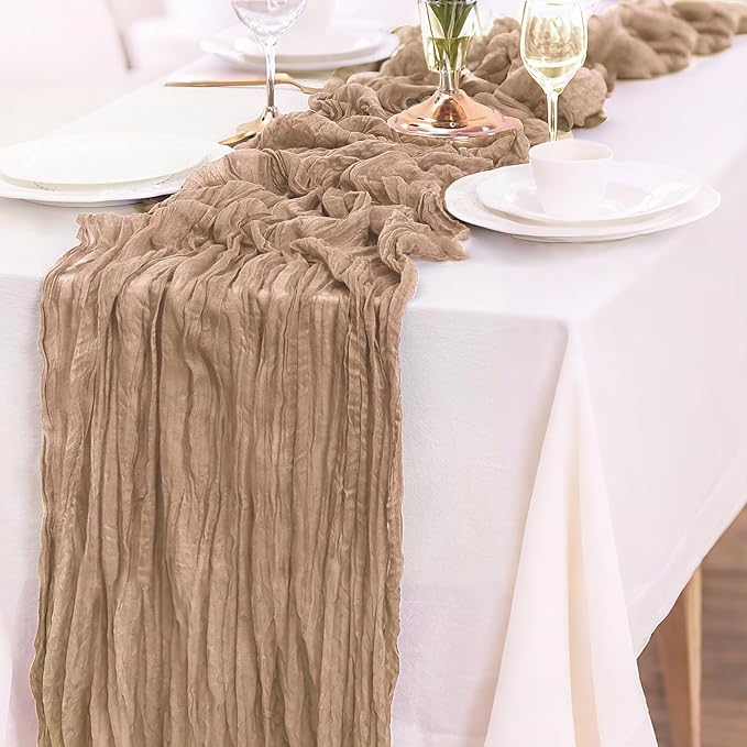 10-Pack Khaki Cheesecloth Table Runners – 10FT Boho Rustic Gauze Fabric Cheese - Image 3