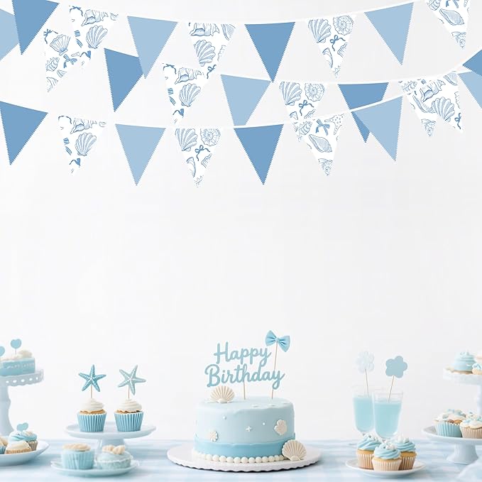 32Ft Ocean Coastal Nautical Beach Party Decorations Blue Bow Starfish Seashell - Image 4