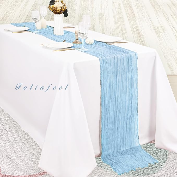 20 Pack Baby Blue Cheesecloth Table Runner 20 x 120 Inch Long Rustic Gauze - Image 4