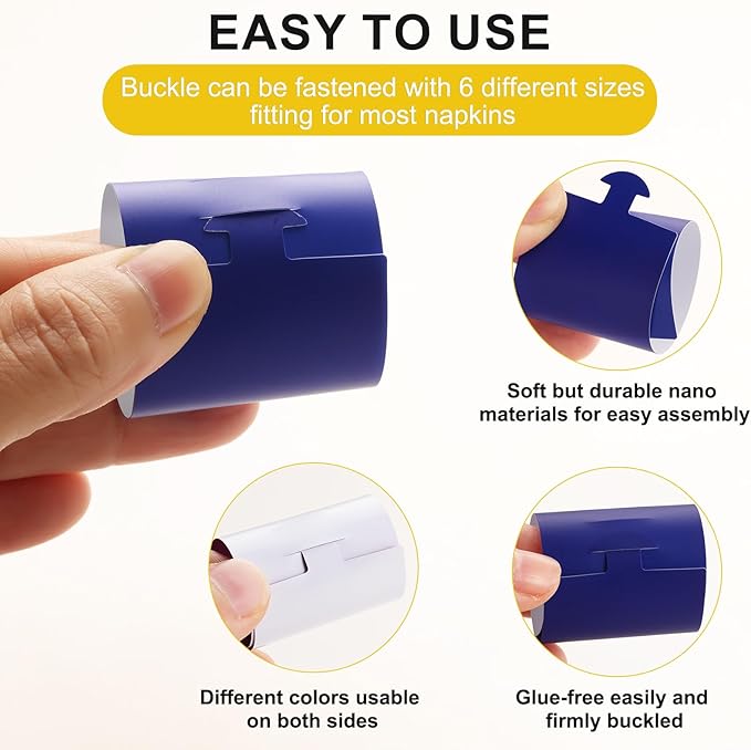 Polymer Material Reusable Napkin Band, Glue-Free Tear-Proof Water Resistant - Image 6
