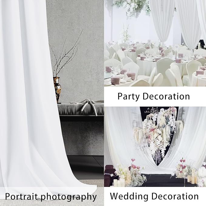White Backdrop Curtains Wedding Background Drapes White Drapes - Image 6