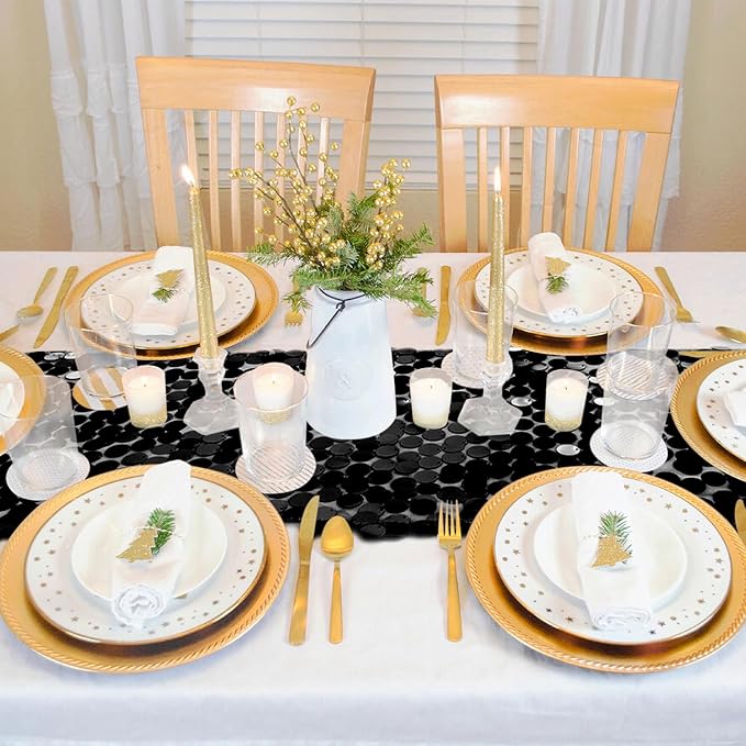 VHH Sequin Table Runner 12 x 108 inches Black Table Runner, Glitter Runner - Image 8
