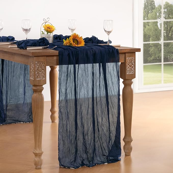 Navy Blue Cheesecloth Table Runner 6 Pack Fall Table Runners Boho Gauze 120 - Image 2