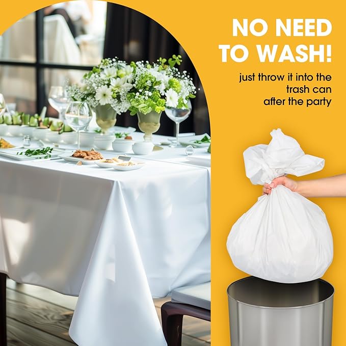 White Plastic Table Cover Roll - 54IN x 100FT - Image 9