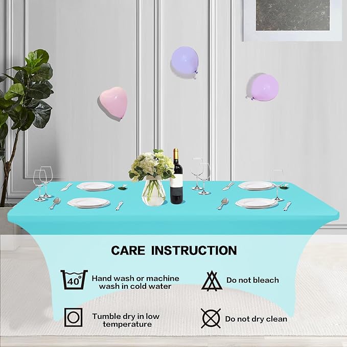 IVAPUPU 6FT Table Cloth for Rectangular Fitted Events Stretch Blue Mist Table - Image 5