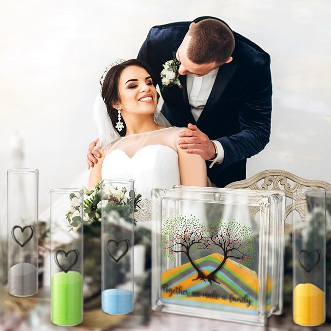 Wedding Unity Sand Set Include Vases Square Glass Jar Container 12 oz Sand - Image 5