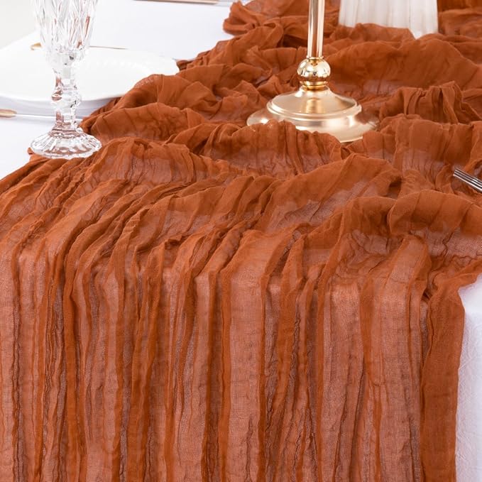 MLMW 10 Pack Fall Thanksgiving Table Runner Cheesecloth Autumn Harvest Rust - Image 5
