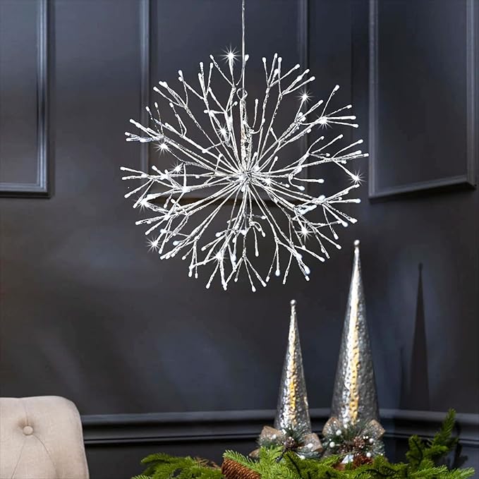 Christmas led Sparkle Ball Hanging Outdoor décorations -Haning Twig Ball by SUNNYPARK