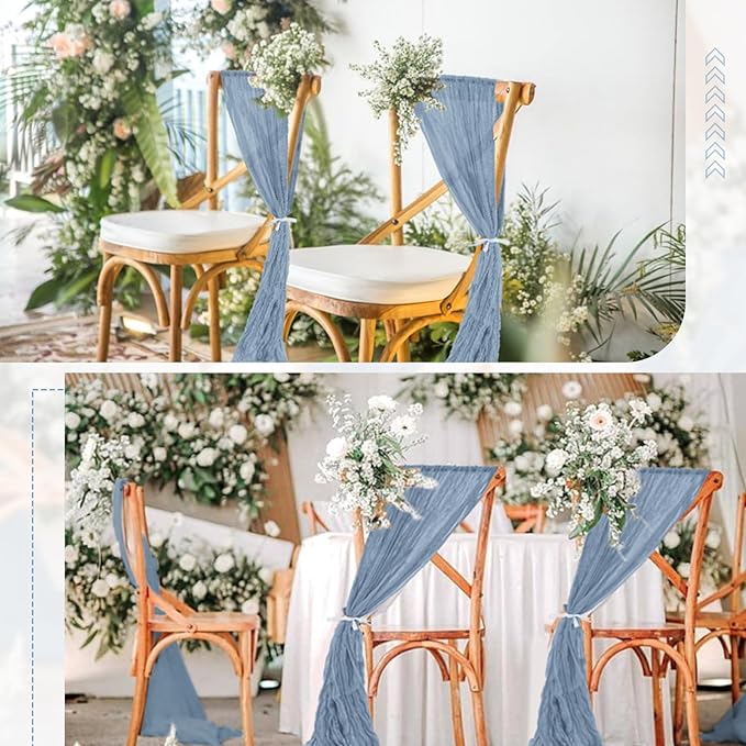 50 PCS Cheesecloth Chair Sashes Bows Wedding Aisle Decorations Chair Ribbon - Image 7