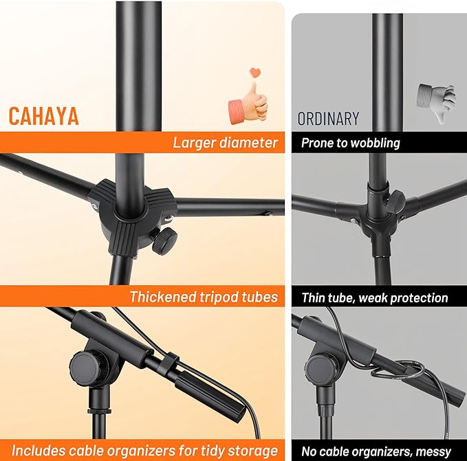 CAHAYA Mic Stand Tripod Boom Arm Floor Microphone Stand Height Adjustable - Image 2