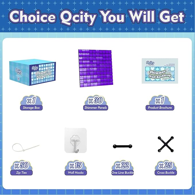 Qcity Purple Shimmer Wall Backdrop 30PCS, Square Sequin Glitter Backdrop Panel - Image 2