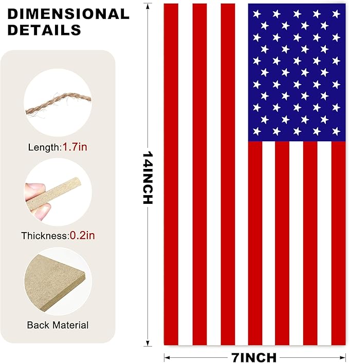 American Flag Door Hanging Sign，Farmhouse Patriotism Artwork Decorations Signs - Image 3