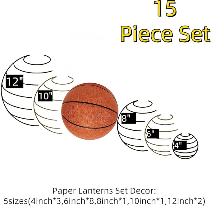 Green Orange Paper Lanterns Decorative 15pcs Party Hanging Decorations - Image 7