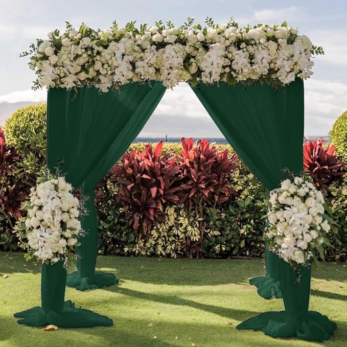 Wedding Arch Draping Fabric 4 Panels 30'' x 18FT Emerald Green Sheer Chiffon - Image 5