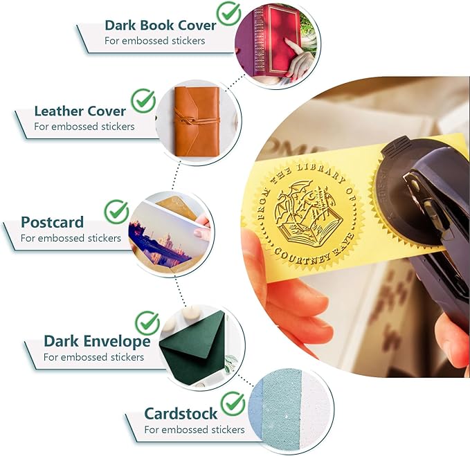 Upgraded Book Embosser Personalized | Custom Book Stamp | Storage Gift Box Set - Image 9