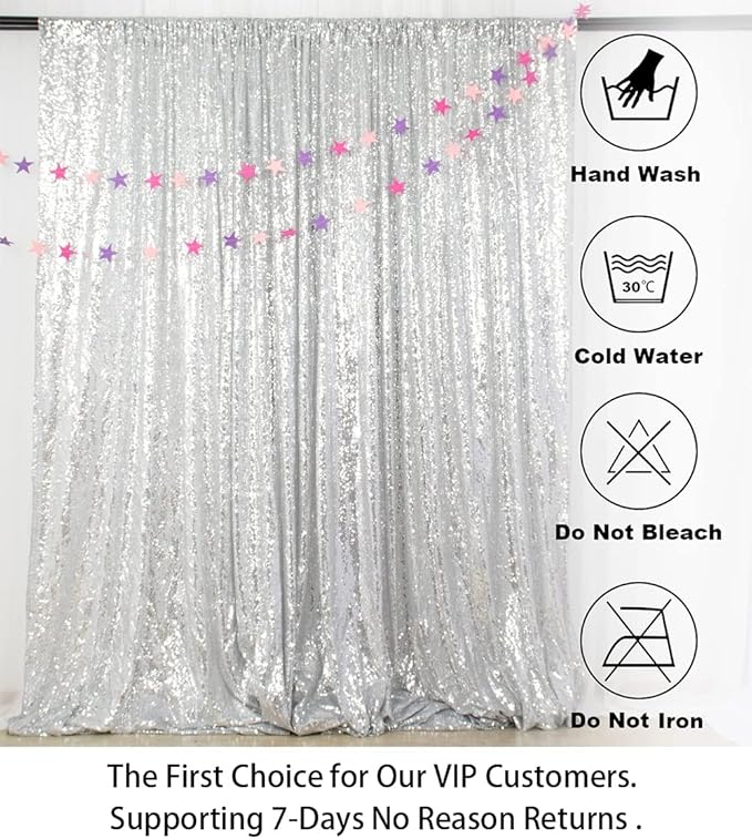 ShinyBeauty 8FTx10FT Silver Sequin Backdrop | Sparkle Drapes - Image 5