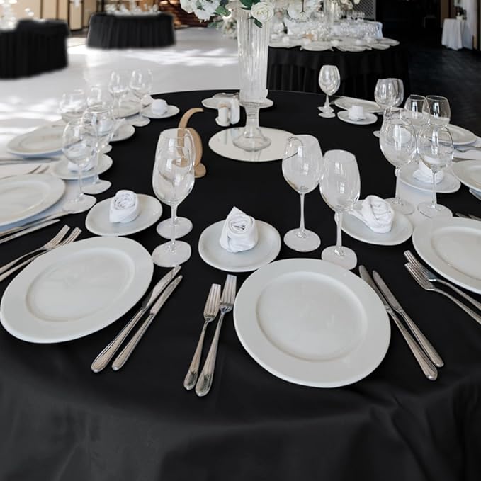 Fitable 8 Pack Black Table Cloths 120 Inch Round - Image 2