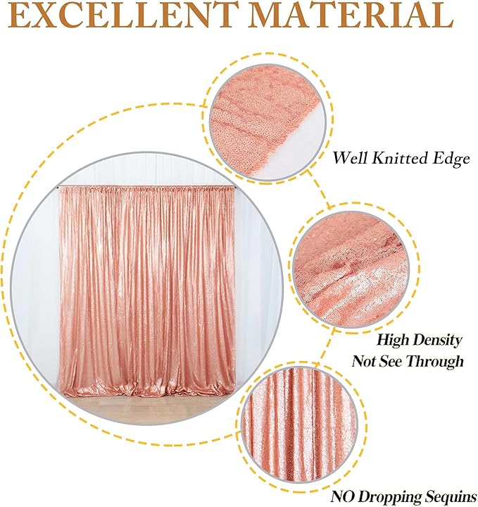 ShiDianYi Blush Curtain Backdrop 4FTx6FT Sequin Photo Backdrops Sparkle Curtains - Image 4