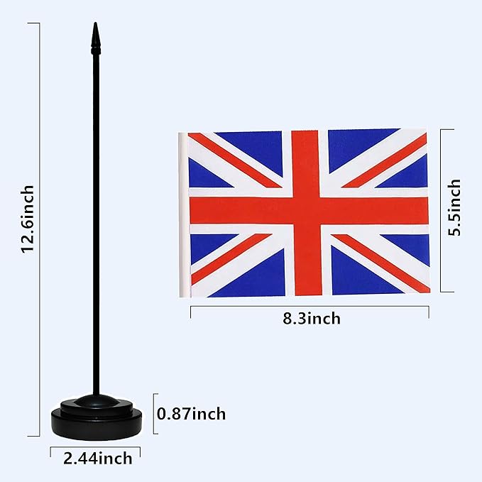 UK British Deluxe Desk Flag Set Small Mini United Kingdom Miniature Table - Image 3