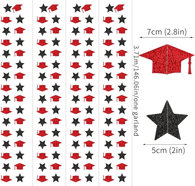 Red-Black Graduation-2025 Class Party-Decorations Garland - Image 3