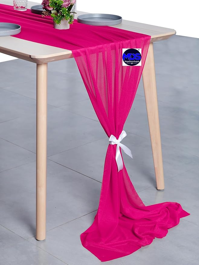 MDS 25 Pack 10ft Chiffon Table Runner 29 x 120 Inches Sheer Wedding Runner - Image 5