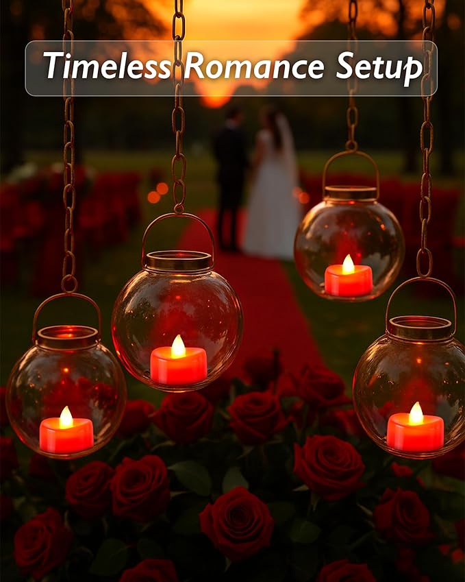Raycare Red LED Tea Lights Battery Operated, 200+Hour Flickering Votive Candles - Image 5