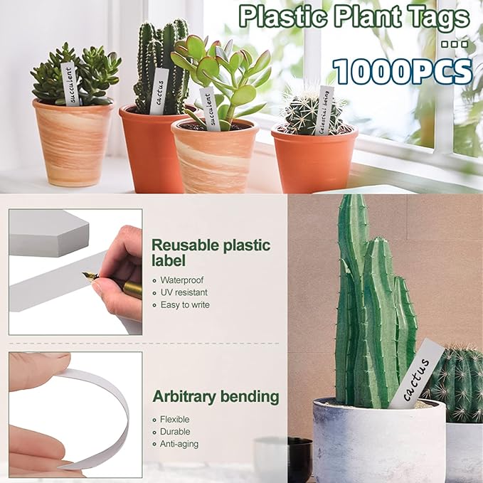 YaeCCC 1000 Pcs 4 Inches Plant Labels Plastic Plant Tags Nursery Garden Labels - Image 2