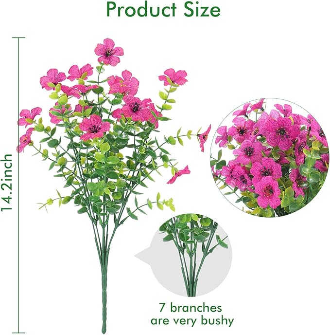 12 Bundles Artificial Flowers Outdoor UV Resistant Fake Plastic Plants Indoor - Image 2
