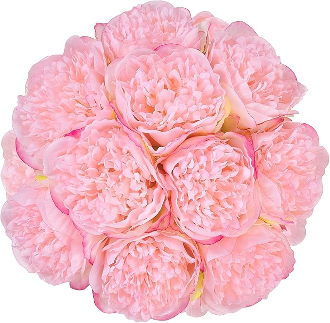 U'Artlines 2 Bouquet 10 Heads Artificial Peony Silk Flower Leaf Home Office by UArtlines