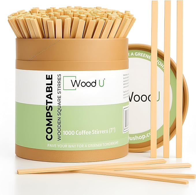 Premium 7" Wooden Coffee Stir Sticks by WoodU