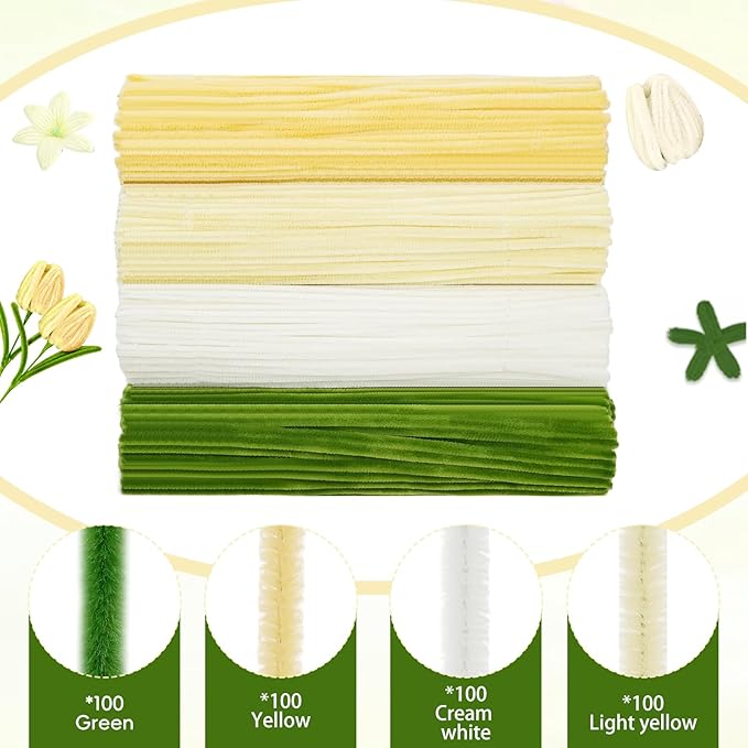 400 Pcs Pipe Cleaners Craft Set，4 Colors Chenille Stems Bulk - Image 5
