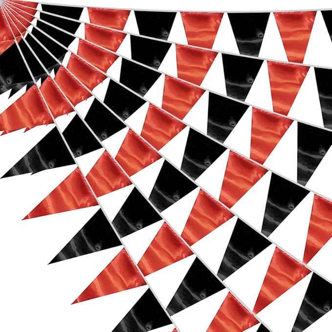 130FT Red Black Triangle Pennant Banner Flag Metallic Fabric Bunting Garland by raqieden