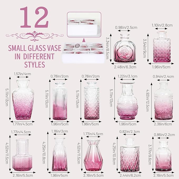 Mini Bud Vases Set of 12 As Wedding Centerpieces - Image 3