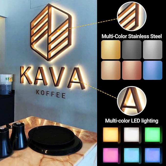 Custom Led Business Backlit Signage, Customizable 3d Laser Cut Metal Business - Image 4