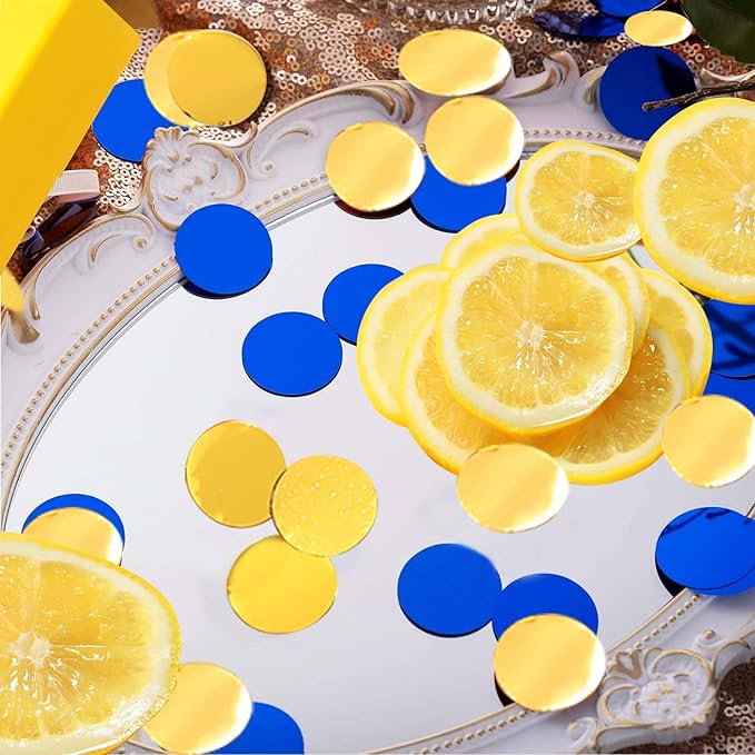 Gold and Blue Round Foil Confetti Beautiful Metallic Table Confetti - Image 4