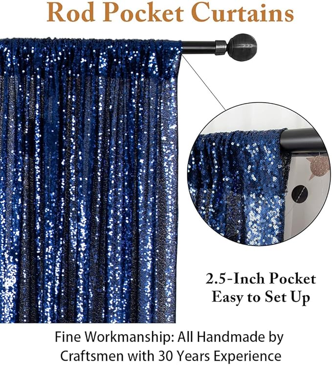 ShiDianYi 4FTX6FT-Navy Blue-Sequin Photo Backdrop, Wedding Photo Booth - Image 3